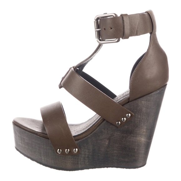 AllSaints Rotchko Strappy Wedge Platform Sandal Genuine Leather High Heel Sz39 - Picture 1 of 11